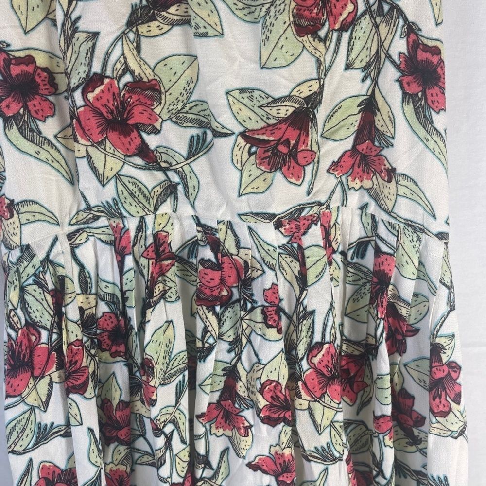 Free People Dear You Floral Print Drawstring Waist Mini Dress Ruffle Strap Sz XS - Picture 7 of 7